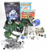 Games Workshop miniatures and scenery comprising mostly Warhammer 40K armies.