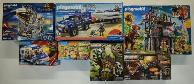 Seven Playmobil sets to include Novelmore, Dino Rise and City Action, some sets remain sealed.