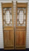 A pair of 18th/19thC Chinese jointed doors with carved upper panels / windows and geometric