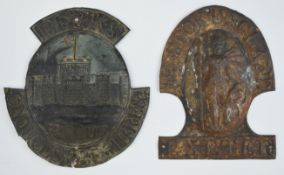 Two firemarks West of England Fire Insurance Co (W48D) and a copper Berkshire Gloucestershire and