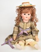 Simon & Halbig / Kammer & Reinhardt bisque headed doll with fixed brown eyes, tinted cheeks, open