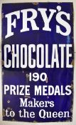 Vintage enamel 'Fry's Chocolate, 190 prize medals, makers to the Queen' advertising sign, 153 x