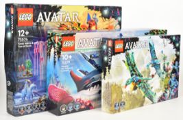 Three Lego Avatar sets comprising Toruk Makto & Tree of Souls 75574, Jake & Neytiri's First