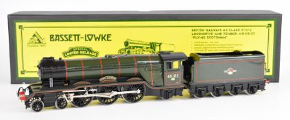Bassett-Lowke 0 gauge BR green Flying Scotsman model railway locomotive and tender, 60103, 4-6-2, in