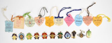 [Sporting Interest] Collection of eleven vintage gilt metal and enamel horse racing medals and