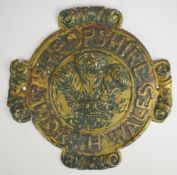 The Shropshire and North Wales Assurance Co brass or copper firemark (W89B), H24cm
