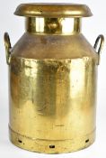 18th/19thC unused twin handled brass milk churn, name partially rubbed but probably Highgate