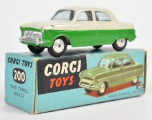 Corgi Toys diecast model Ford Consul Saloon with white/green body and silver hubs, 200, in
