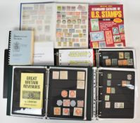 Four albums of Cinderella stamps, a stockbook of revenue stamps and five reference books including