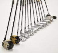 A set of vintage golf clubs comprising Ping Anser putter stamped 'Made in USA YS Pat No 0207227