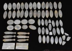 Approximately 60 pieces Chinese mother of pearl engraved gaming counters or tokens in various