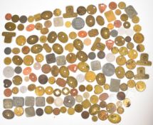 Large quantity of annotated and loose tool checks, tokens, audit discs, advertising badges etc,