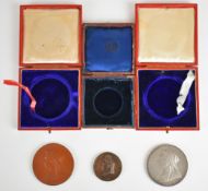 Pair of Queen Victoria 1837-1897 Diamond Jubilee commemorative medals in silver and bronze, diameter