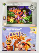 Two Nintendo 64 (N64) games comprising Banjo-Kazooie and Banjo-Tooie, both boxed.