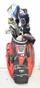 Set of golf clubs in caddy, to include Taylormade, Cobra Max, F2 Golf and Callaway Big Bertha
