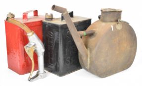 Two 2 gallon petrol cans comprising Shell Mex and BP and Shell, together with a vintage forecourt