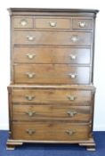 Georgian mahogany chest on chest comprising three over three drawers to the top and three long