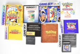 Two Game Boy Color games comprising Pokémon Pinball and Pokémon Trading Card Game, both boxed with