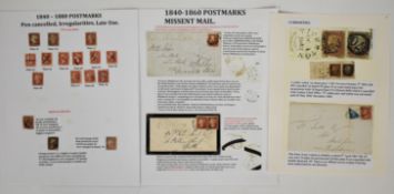 Line engraved selection, well written up, on three album pages includes 1861 cover from London to