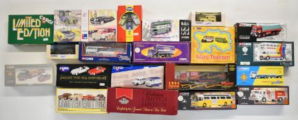 Twenty mostly Corgi diecast model cars, buses and haulage vehicles to include multi car sets for