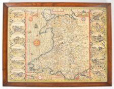 [Map] John Speed hand coloured engraved map of Wales, to be sold by John Sudbury and George Humble