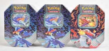 Pokémon TCG - Three Paldea Partners ex collector tins comprising Skeledirge and Quaquaval