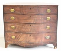 Georgian mahogany serpentine fronted chest of three over three drawers, W115 x D63 x H96cm