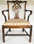 18th/19thC Chippendale or similar mahogany upholstered armchair Provenance: Consigned by a direct