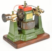 19th century open frame motor or dynamo with woven copper brushes, bearing engraved plate to side