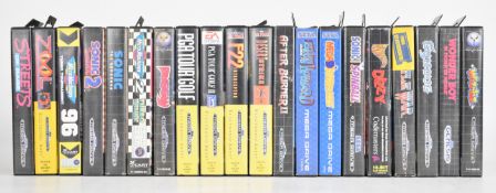 Twenty Sega Mega Drive game cartridges comprising Streets of Rage, Sonic the Hedgehog, Sonic the
