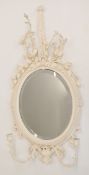 19thC painted Regency / Regency style pier mirror with candle sconces, H98cm