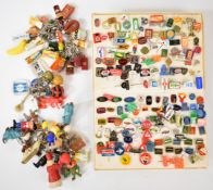 Collection of over three hundred and fifty vintage advertising pin badges and novelty keyrings,