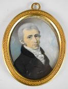 Attributed to Thomas Richmond (1771-1837) portrait miniature on ivory of a gentleman, maximum