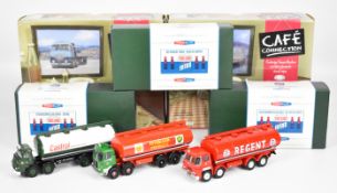 Five Corgi 1:50 scale diecast model haulage vehicles from the 'Café Connection' and 'Fuelling the