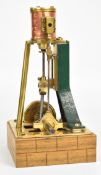 Likely 19th century single cylinder live steam engine with copper clad cylinder and