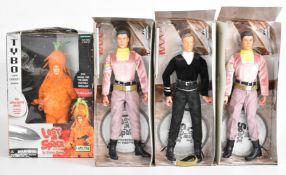 Four Lost in Space action figures by Sci-Fi Metropolis and Trendmasters comprising characters