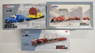 Three Corgi Heavy Haulage 1:50 scale diecast models comprising Wynns Scammell Crusader CC12604,