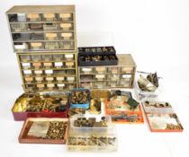 Live steam model engineering parts and tools to include BA and other nuts and bolts, taps and dies