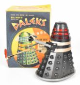 Marx Toys Doctor Who friction powered Dalek with two accessories and original box.