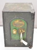 Edward Jones and Co, City Road Bristol vintage iron safe with key, W38 x D38 x H50cm