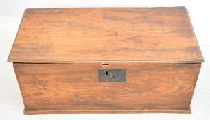 18th/19thC elm bible box or small trunk of single plank construction, W73 x D36 x H31cm