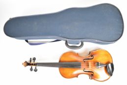 Late 19th or early 20th century viola with single piece back measuring 39cm excluding button,