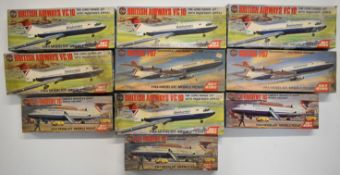 Ten Airfix Sky King 1:144 scale plastic model British Airways aeroplane kits comprising Boeing 707