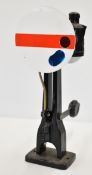 Scaleway Signals GWR ground disc signal with weighted operating lever, overall length 35.5cm, to