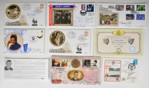 A collection of signed stamp and coin covers comprising Bruce Forsyth on 1999 Benham Entertainers