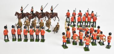 Forty two Britains painted metal soldiers to include Band of the Coldstream Guards and WW2
