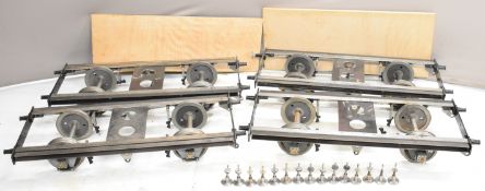 Four part built 7¼ inch gauge four wheel goods wagons comprising rolling chassis with axleboxes with