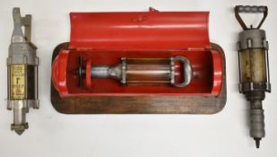 Three upper cylinder lubricant dispensers to suit vintage car or motorcycle use, comprising Shell