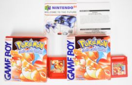 Two Nintendo Game Boy Pokémon Red Version retro computer games, both boxed.