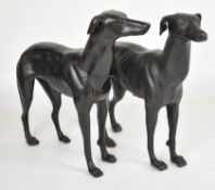 Pair of cast metal dogs / greyhounds, H29cm